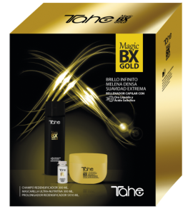 Tahe Magic BX Gold - zestaw do pielęgnacji domowej po zabiegu(Szampon 300ml+Maska 300ml+Ampułki 5x10ml)